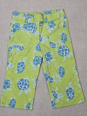 Lilly Pulitzer Lime Green Pants with Blue Sea Turtle Print Little Girls Sz 5